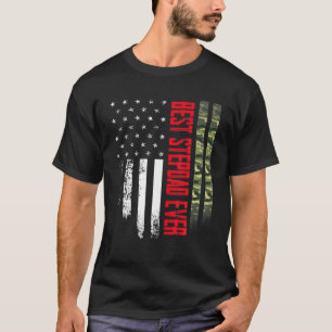 Mens Vintage Best Stepdad Ever Camo American Flag T-Shirt