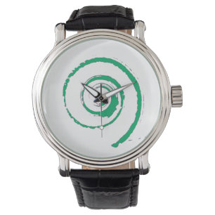 Men's Vintage Black Leather Strap Watch