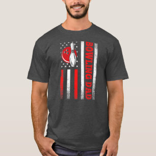 Mens Vintage Bowling Dad American Flag Sport T-Shirt