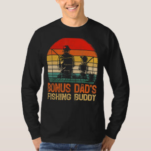 Mens Vintage Boys Bonus Dad Fishing Buddy Fishing  T-Shirt