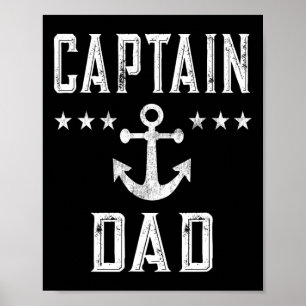 Mens Vintage Captain Dad Lake Boating Father's Day Poster