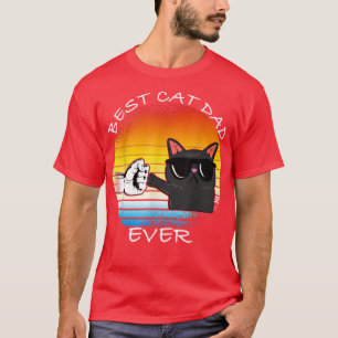 Mens Vintage Cat Best Cat Dad Retro Cat Meow T-Shirt
