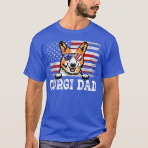 Mens Vintage Corgi Dad American Flag Father's Day T-Shirt