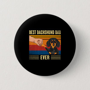 Mens Vintage Dachshund Dad Ever Fist Bump Dog  6 Cm Round Badge