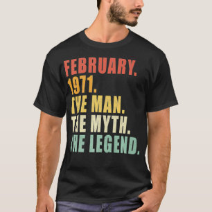 Mens Vintage February 1971 Retro 51 Years Old 51th T-Shirt
