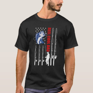 Mens Vintage Fishing Dad Usa Flag Reel Cool Dad Fa T-Shirt