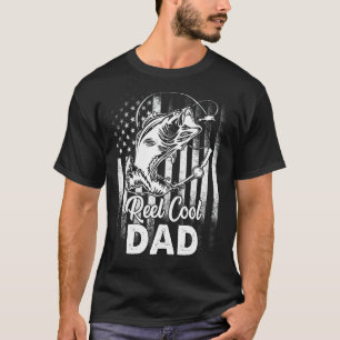 Mens Vintage Flag America Reel Cool Dad Fathers D T-Shirt