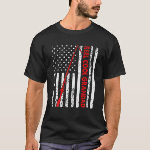 Mens Vintage Flag American Reel Cool Grandad Fathe T-Shirt