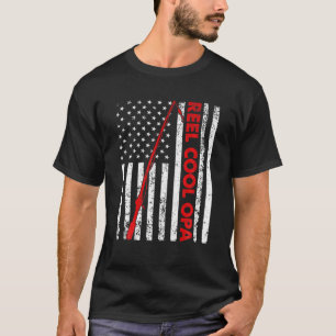 Mens Vintage Flag American Reel Cool Opa Fathers D T-Shirt