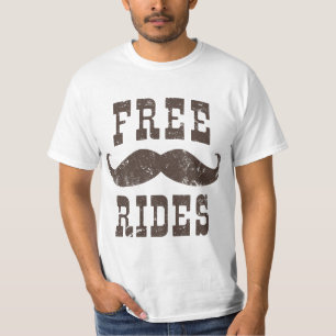 Mens Vintage Free Mustache Rides Funny  T-Shirt