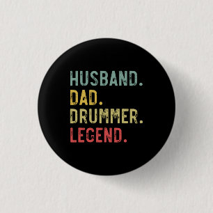 Mens Vintage Gift Shirt Husband Dad Drummer Legend 3 Cm Round Badge