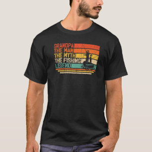 Mens Vintage Grandpa The Man Myth Fishing Legend F T-Shirt