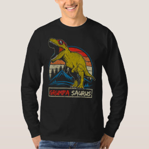 Mens Vintage Grumpa Saurus Rex Dinosaur Happy Fath T-Shirt