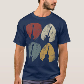Mens Vintage Guitar Pick Guitarist Funny Bass Guit T-Shirt