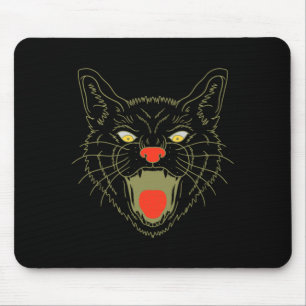 Mens Vintage Halloween Scary Black Cat Horror Mouse Mat