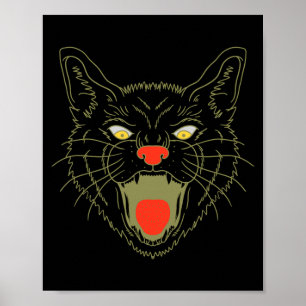 Mens Vintage Halloween Scary Black Cat Horror Poster