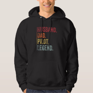 Mens Vintage Husband Dad Pilot Legend For Fathers Hoodie