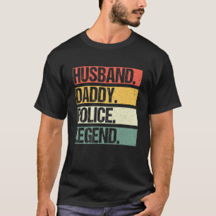 Mens Vintage Husband Daddy Police Hero Family Fath T-Shirt