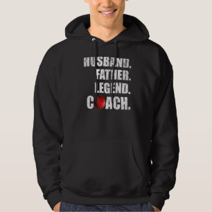 Mens Vintage Husband Father Legend Cricket Coach F Hoodie