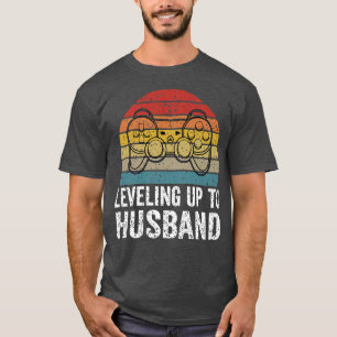 Mens Vintage Leveling Up To Husband Newlywed Groom T-Shirt