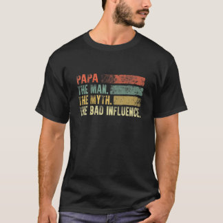 Mens Vintage Papa the Man the Myth the Bad Influen T-Shirt