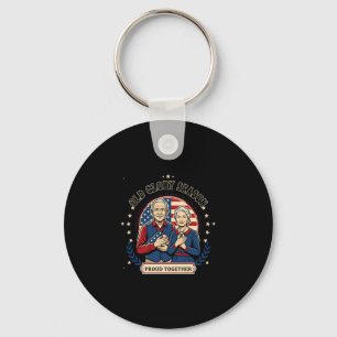 Mens vintage patriotic proud together design key ring