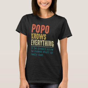 Mens Vintage Popo Knows Everything For Father's D T-Shirt