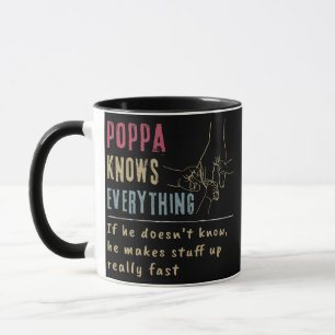 Mens Vintage Poppa Knows Everything Hand Holding Mug