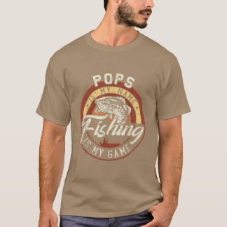 Mens Vintage Pops Is My Name Fishing Game Gift For T-Shirt