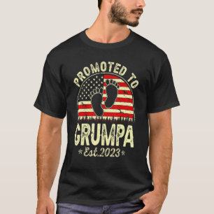 Mens Vintage Promoted To Grumpa Est 2023 American  T-Shirt