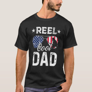 Mens Vintage Reel Cool Dad Fishing American Flag T-Shirt