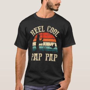 Mens Vintage Reel Cool Pap Pap Fish Fishing Father T-Shirt