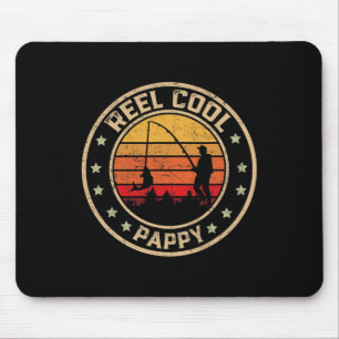 Mens Vintage Reel Cool Pappy Fish Fishing Funny Fa Mouse Mat