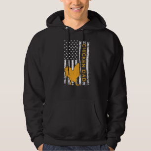 Mens Vintage Retro American Flag Chicken Dad Fathe Hoodie