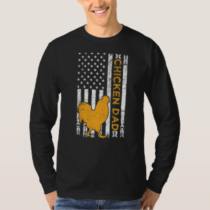 Mens Vintage Retro American Flag Chicken Dad Fathe T-Shirt
