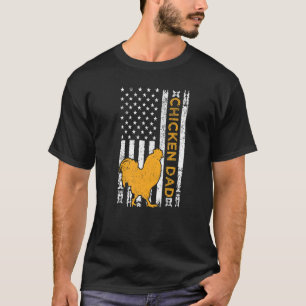 Mens Vintage Retro American Flag Chicken Dad Fathe T-Shirt
