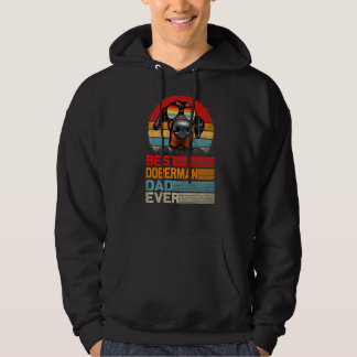 Mens Vintage Retro Best Doberman Dad Ever Fathers  Hoodie