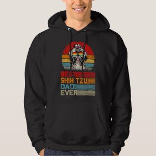 Mens Vintage Retro Best Shih Tzu Dad Ever Fathers Hoodie