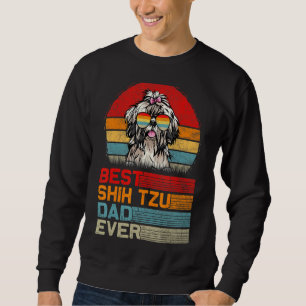 Mens Vintage Retro Best Shih Tzu Dad Ever Fathers Sweatshirt