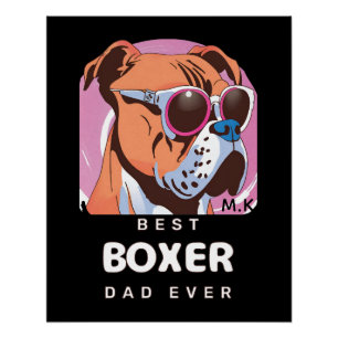 Mens Vintage Retro Boxer Dog Lover Dad Poster