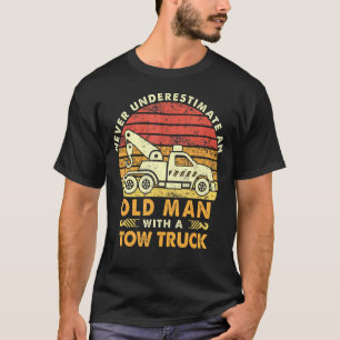 Mens Vintage Retro Oldman With Tow Truck Tow Opera T-Shirt