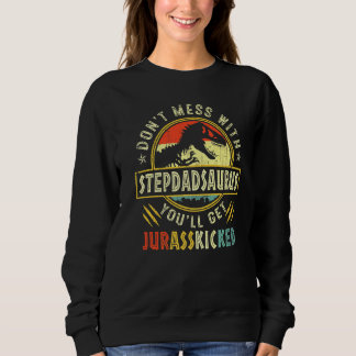 Mens Vintage Retro Stepdadsaurus Dinosaur Rex Fath Sweatshirt