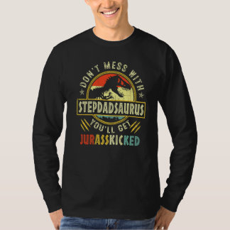 Mens Vintage Retro Stepdadsaurus Dinosaur Rex Fath T-Shirt