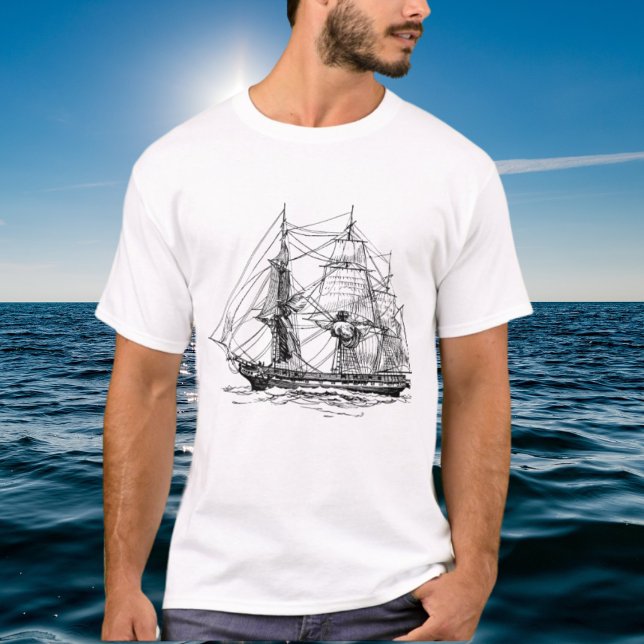 Mens Vintage sailboat fun Nautical t-shirt (Creator Uploaded)