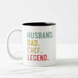 Mens Vintage Shirt Husband Dad Chef Legend Retro Two-Tone Coffee Mug