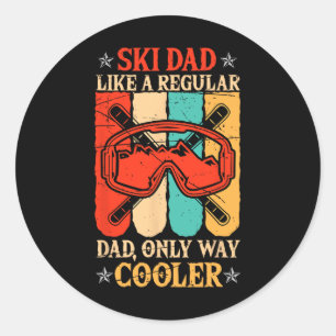Mens Vintage Ski Dad Like Normal Dad Winter Sport  Classic Round Sticker