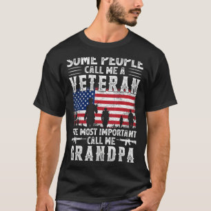 Mens Vintage Some People Call Me A Veteran Grandpa T-Shirt