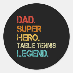 Mens Vintage Style Dad Hero Table Tennis Legend Fa Classic Round Sticker