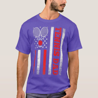 Mens Vintage Tennis Dad American Flag Sport Father T-Shirt