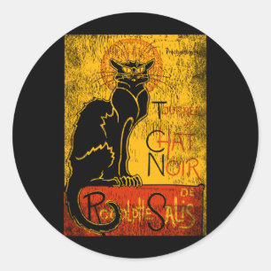 Mens Vintage Tour Du Chat Noir Black Cat For Classic Round Sticker